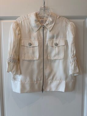Cinq a Sept Holly Ruffle Sleeve Jacket in Ivory - NWOT Size S